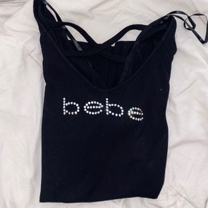 Bebe quarter sleeve rhinestone Top